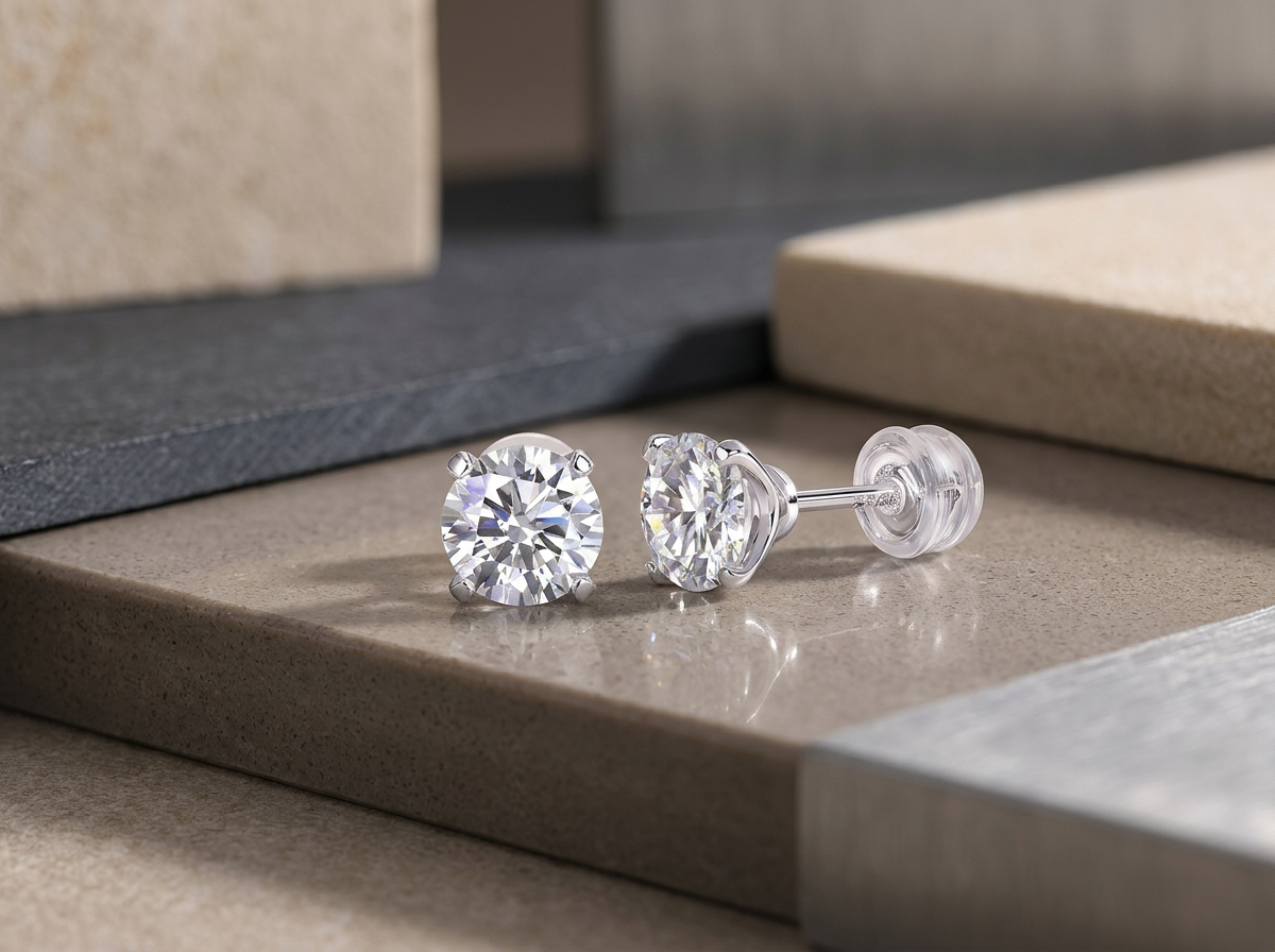 Earrings Set With 1-carat Top-quality Moissanite S925 In Silver And Platinum-plated Stud Earrings