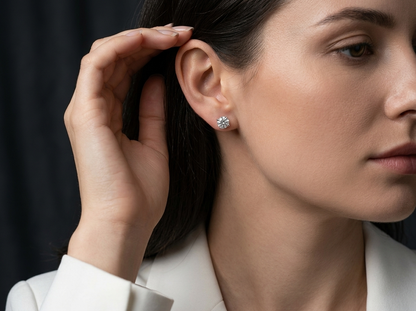 Earrings Set With 1-carat Top-quality Moissanite S925 In Silver And Platinum-plated Stud Earrings