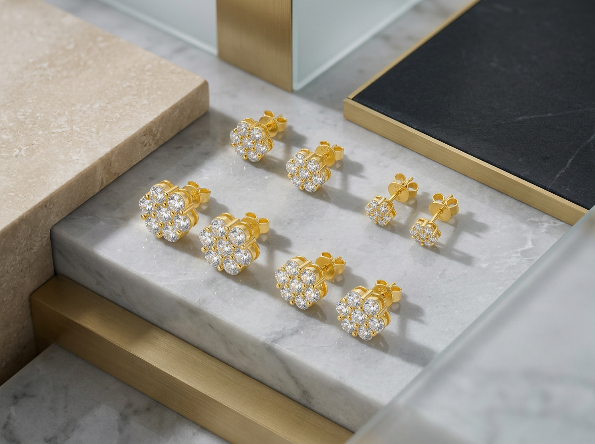 Earrings Light Luxury Jewelry Silver Stud Earrings S925 Silver Electroplated Gold