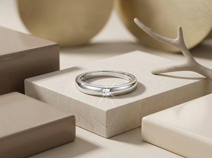 Ring Silver Engraved With Top-quality Moissanite S925 Silver With Electroplated Platinum.