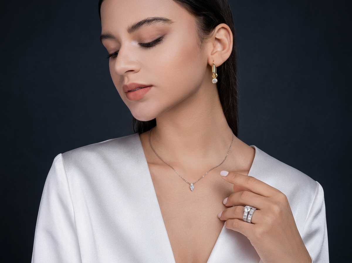 Necklace  Moissanite S925 And Silver Plated With Gold Can Be Tested With A Diamond Pen