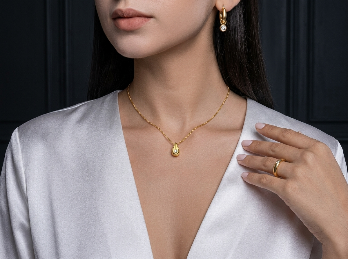 Necklace Pendant  Moissanite S925 Silver And Gold-plated. It Can Be Tested With A Diamond Pen