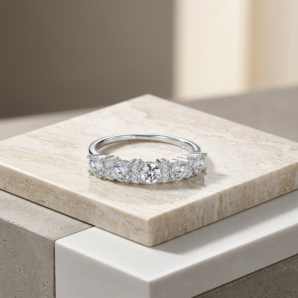 Ring Featuring Top-quality Moissanite, Made Of S925 Silver Electroplated With Platinum.