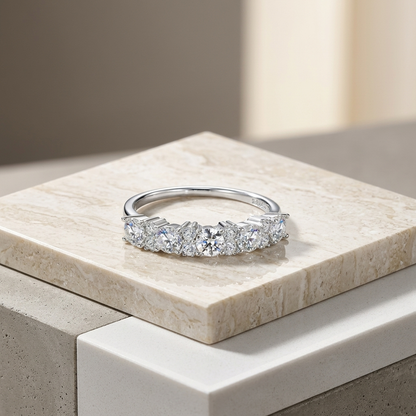 Ring Featuring Top-quality Moissanite, Made Of S925 Silver Electroplated With Platinum.