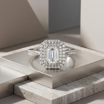 Ring Moissanite Luxury Jewelry Silver Ring S925 Silver Electroplated With Platinum