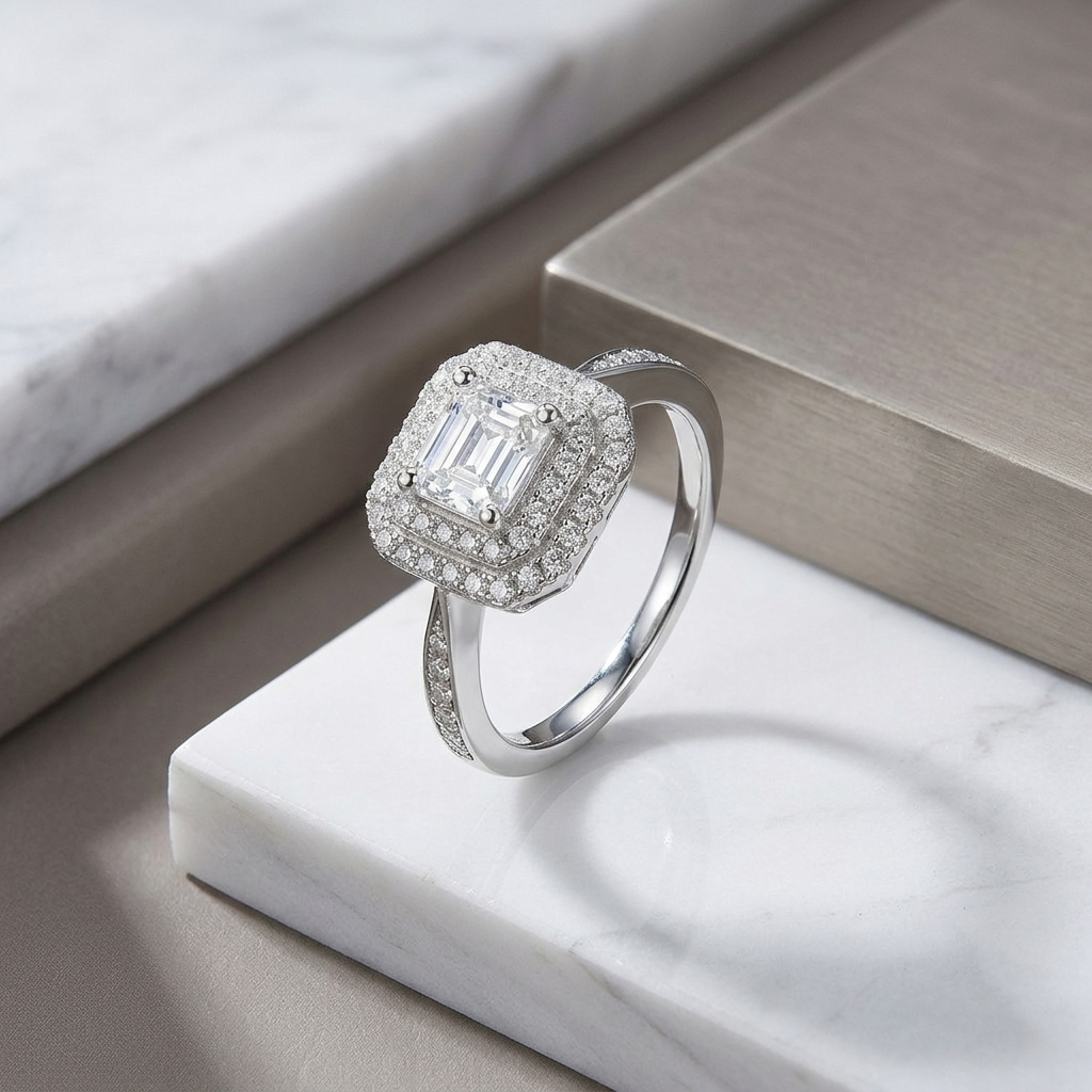 Ring Moissanite Luxury Jewelry Silver Ring S925 Silver Electroplated With Platinum