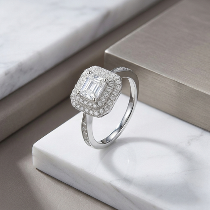 Ring Moissanite Luxury Jewelry Silver Ring S925 Silver Electroplated With Platinum