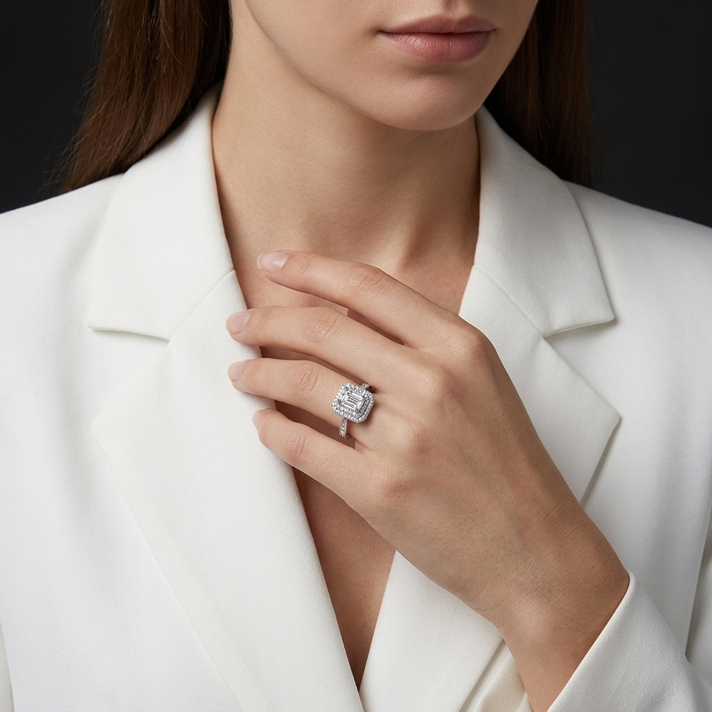 Ring Moissanite Luxury Jewelry Silver Ring S925 Silver Electroplated With Platinum