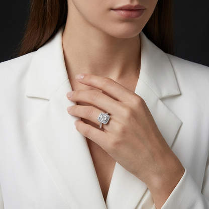 Ring Moissanite Luxury Jewelry Silver Ring S925 Silver Electroplated With Platinum