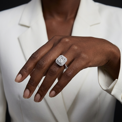 Ring Moissanite Luxury Jewelry Silver Ring S925 Silver Electroplated With Platinum