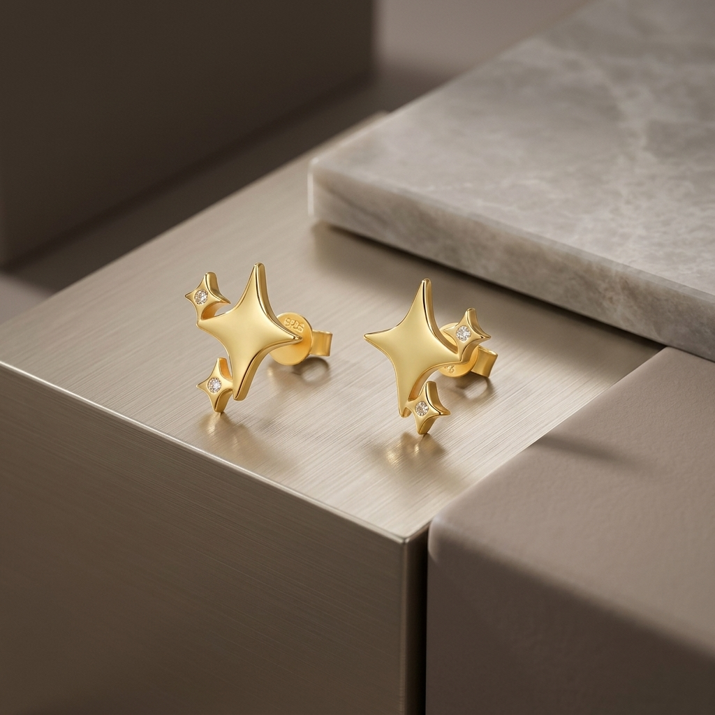 Earrings Moissanite Light Luxury Jewelry Silver Stud S925 Silver Electroplated Gold
