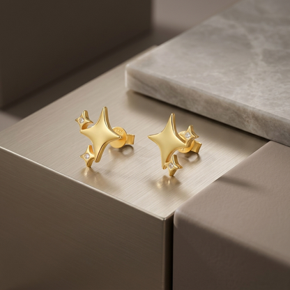 Earrings Moissanite Light Luxury Jewelry Silver Stud S925 Silver Electroplated Gold