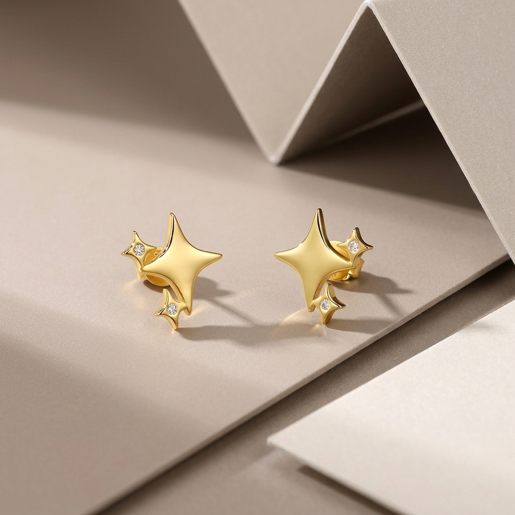 Earrings Moissanite Light Luxury Jewelry Silver Stud S925 Silver Electroplated Gold