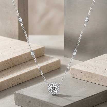 Necklace Pendant Set With Top-quality Moissanite S925 Silver And Platinum-plated