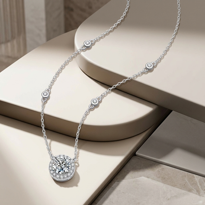 Necklace Pendant Set With Top-quality Moissanite S925 Silver And Platinum-plated
