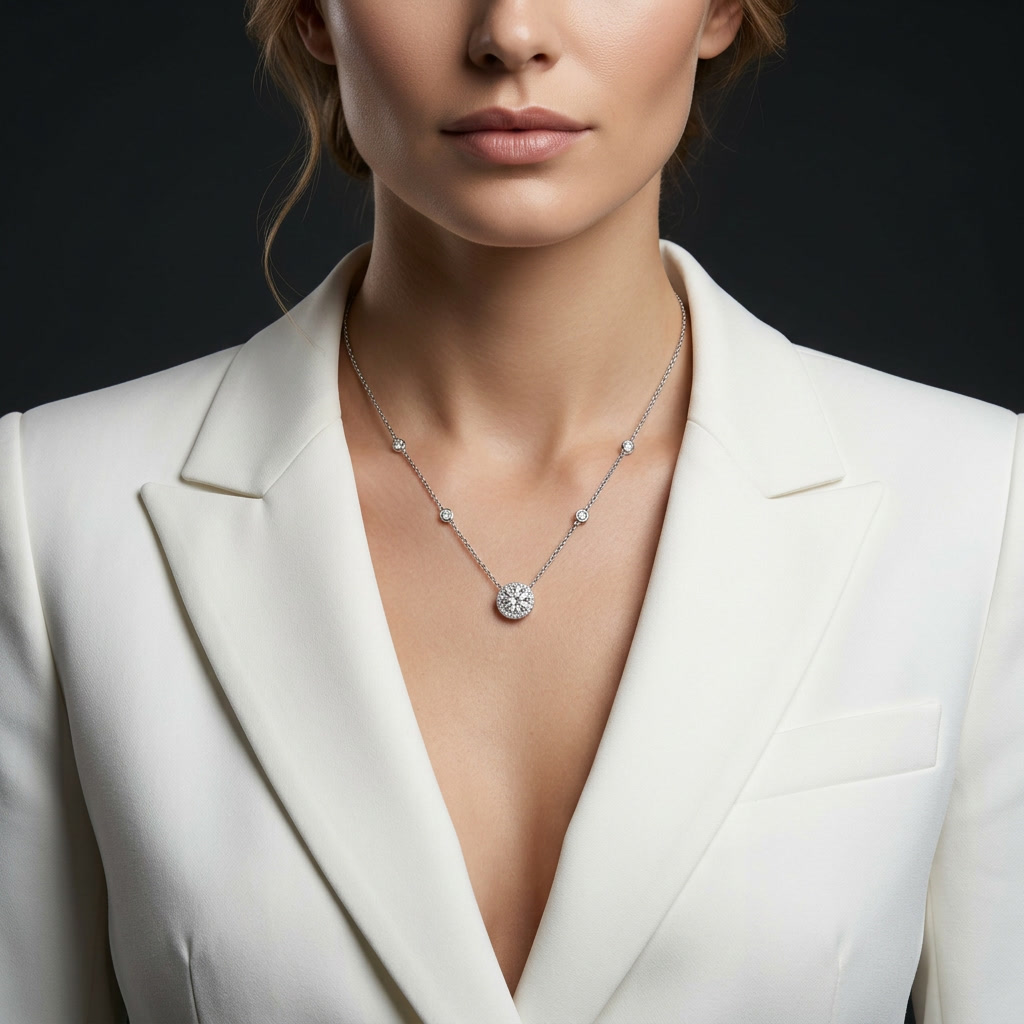 Necklace Pendant Set With Top-quality Moissanite S925 Silver And Platinum-plated