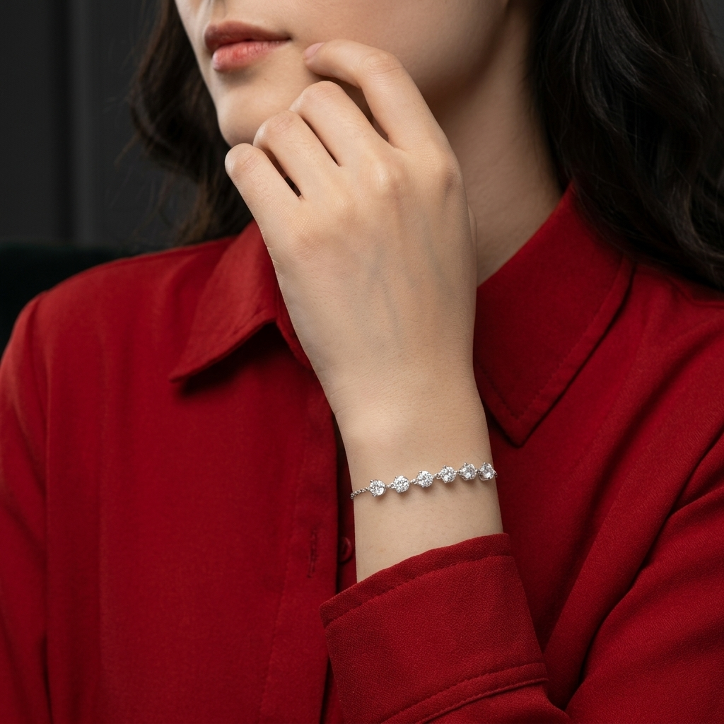 Bracelet Luxury Bracelet And Bracelet Set With Top-quality Moissanite, S925 Silver-plated Platinum