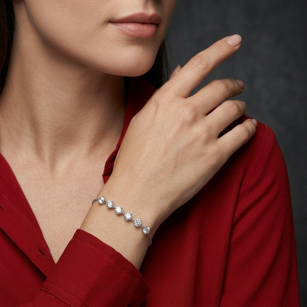 Bracelet Luxury Bracelet And Bracelet Set With Top-quality Moissanite, S925 Silver-plated Platinum