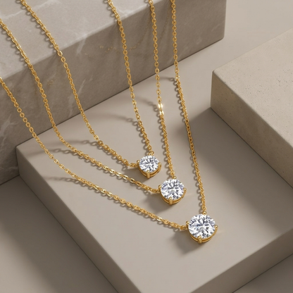 Necklace Luxury 3 Carat Morganite Gold-Plated S925 Silver Electroplated With Gold