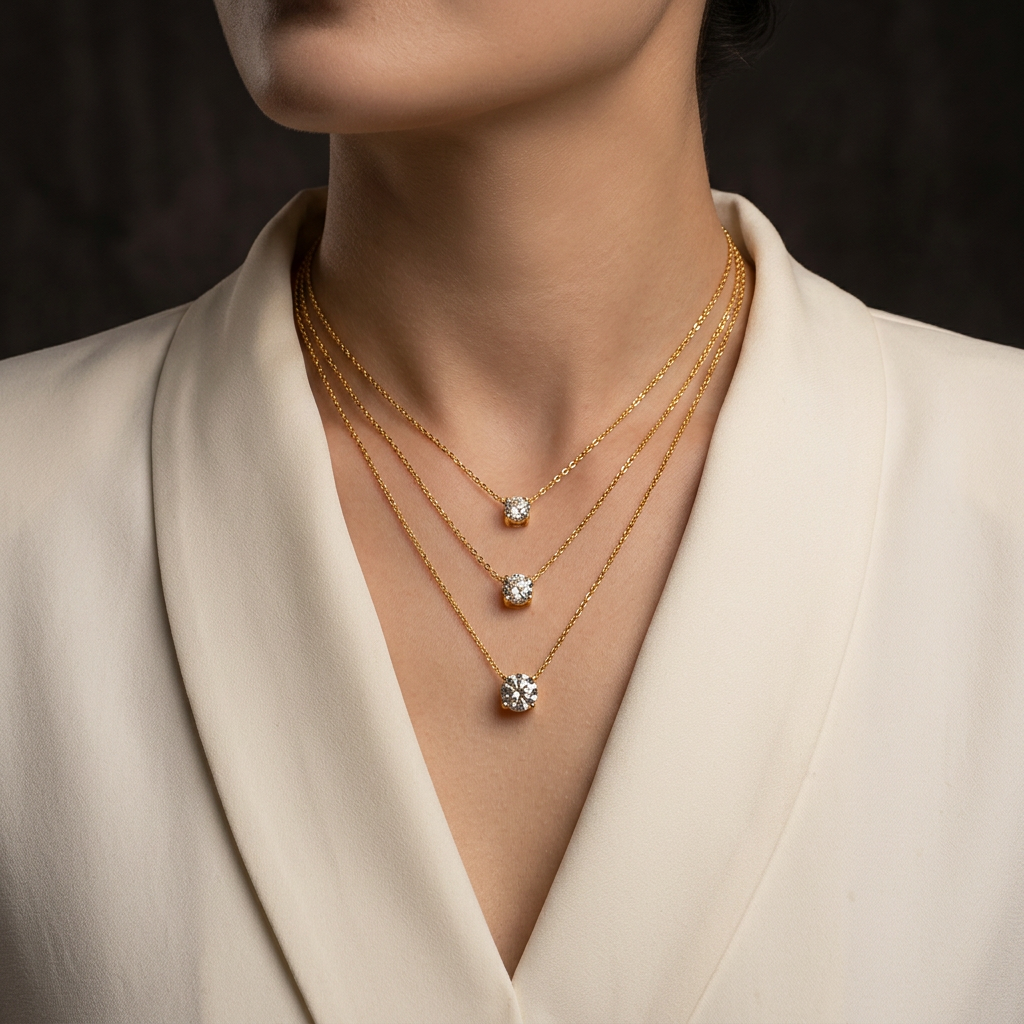 Necklace Luxury 3 Carat Morganite Gold-Plated S925 Silver Electroplated With Gold