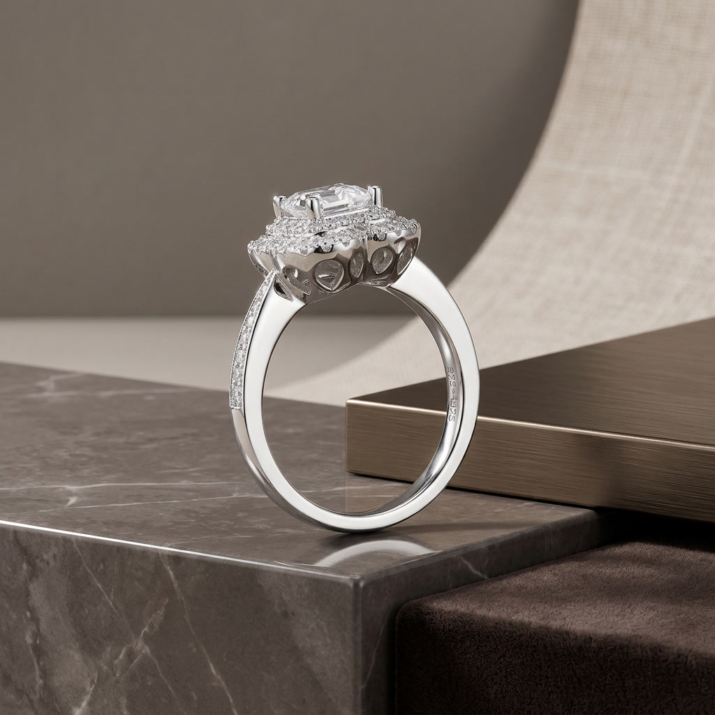 Ring Heart Shaped Luxury Jewelry Silver S925 Silver-plated Platinum