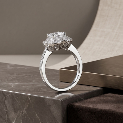 Ring Heart Shaped Luxury Jewelry Silver S925 Silver-plated Platinum