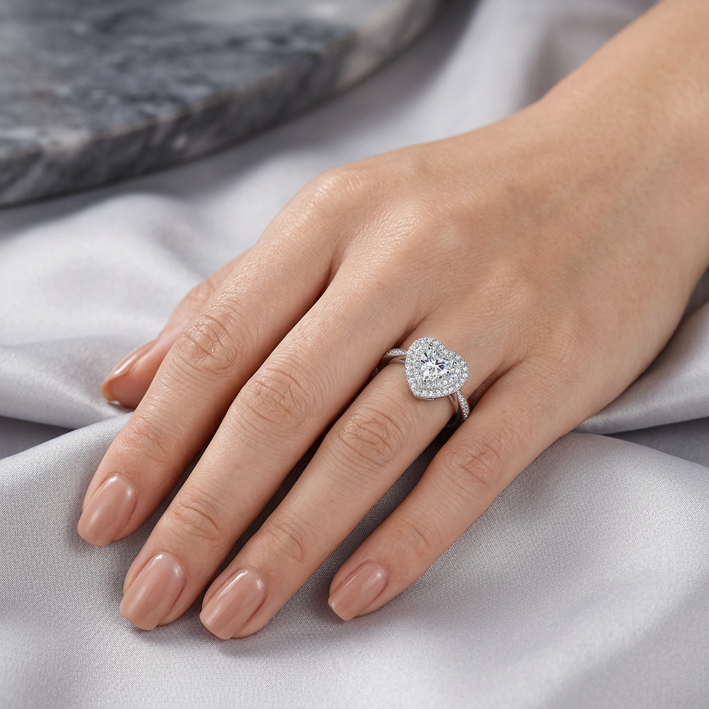 Ring Heart Shaped Luxury Jewelry Silver S925 Silver-plated Platinum