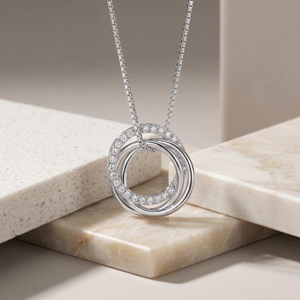 Necklace three Circles Interlocking Necklace S925