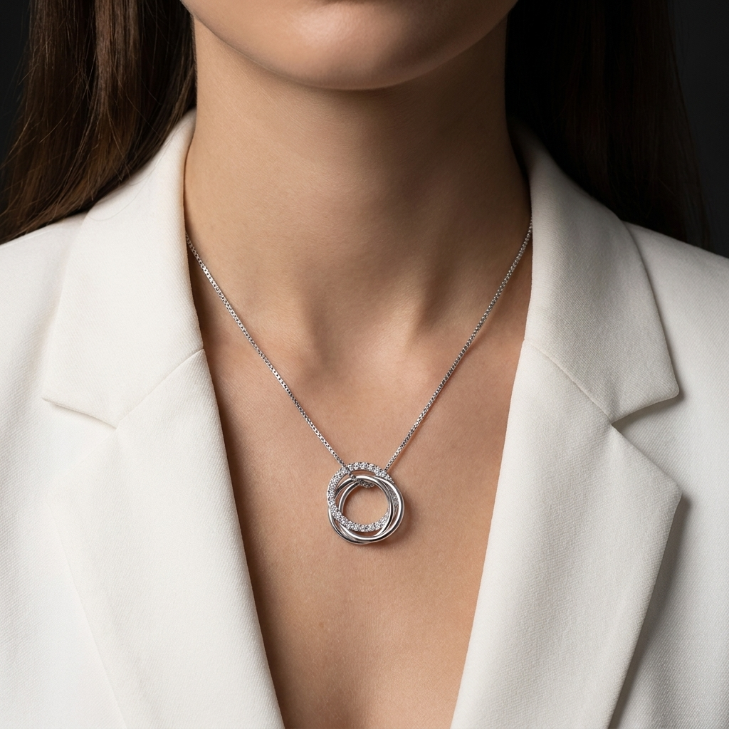 Necklace three Circles Interlocking Necklace S925