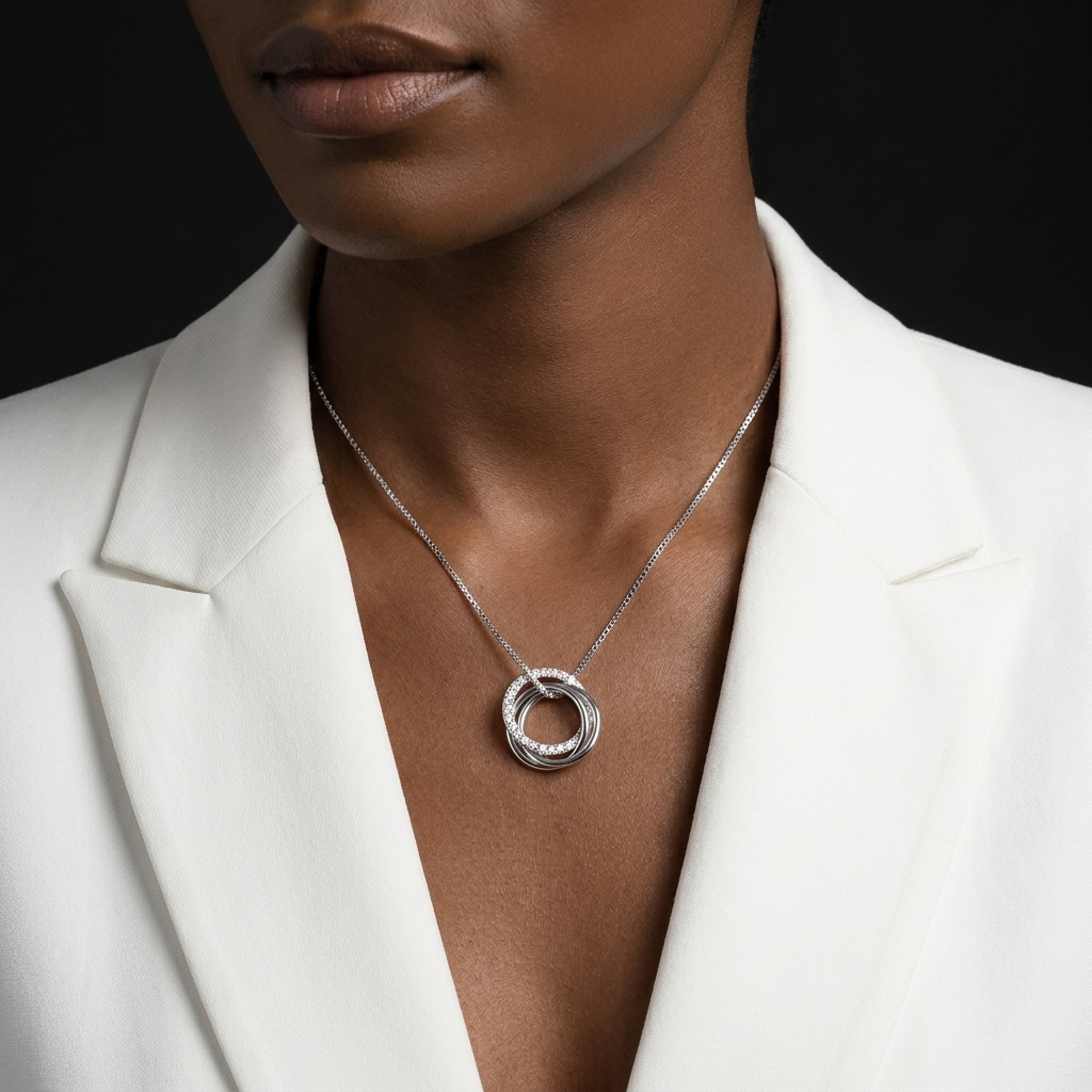 Necklace three Circles Interlocking Necklace S925