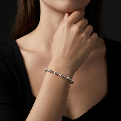 Bracelet 925 Sterling Silver Cat'S Eye Shining High-End Adjustable