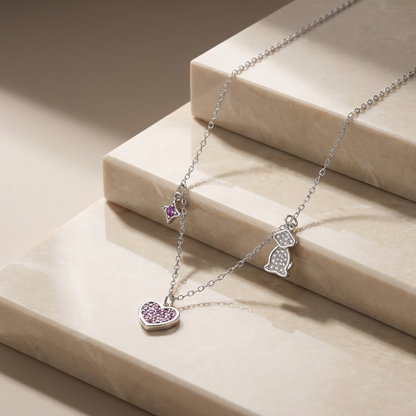 Love Star Puppy Pendant Necklace S925 Sterling Silver