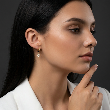 Four-leaf clover earrings, Moissanite 925 sterling silver earrings
