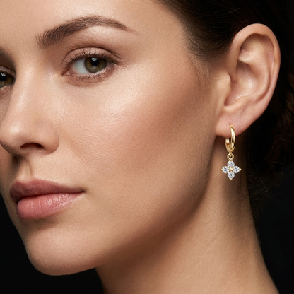 Four-leaf clover earrings, Moissanite 925 sterling silver earrings