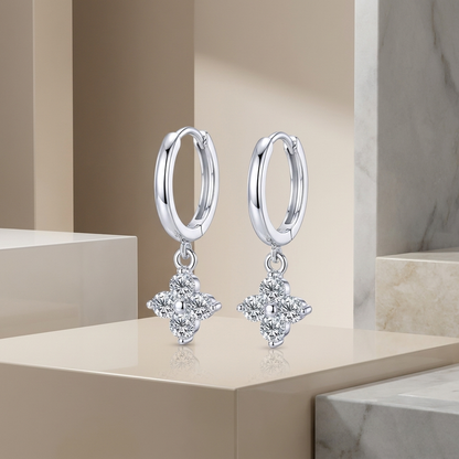 Four-leaf clover earrings, Moissanite 925 sterling silver earrings