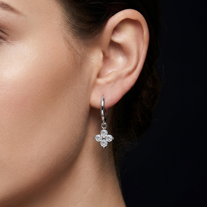 Four-leaf clover earrings, Moissanite 925 sterling silver earrings