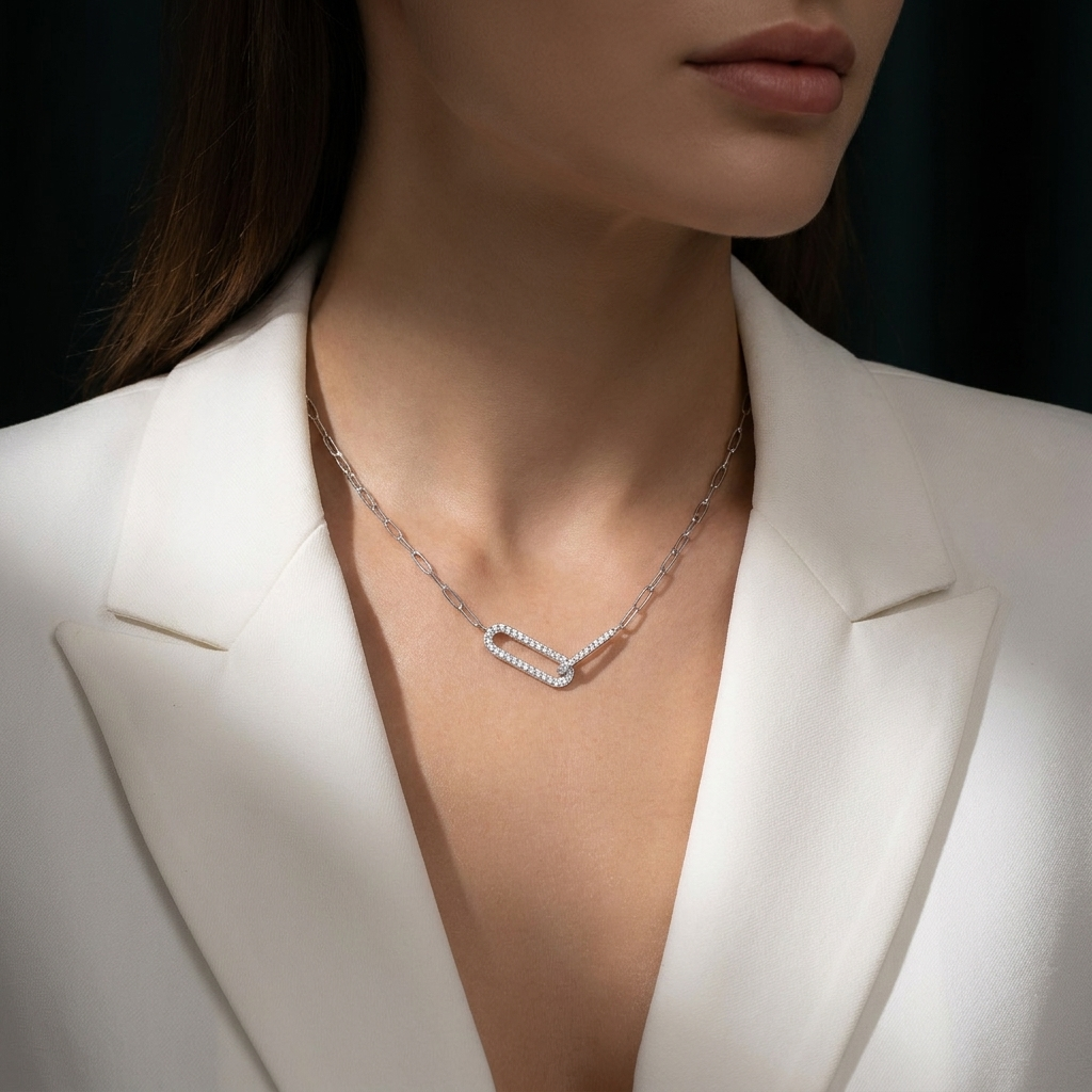 Interlocking Necklace S925 Sterling Silver Niche High-End