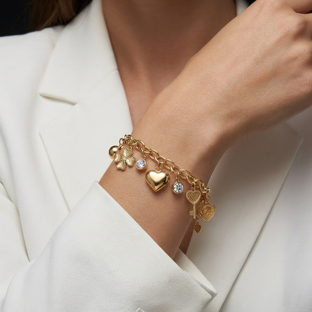 Luxury Trend Jewelry Silver Bracelet Moissanite, S925 Silver Electroplated With Gold