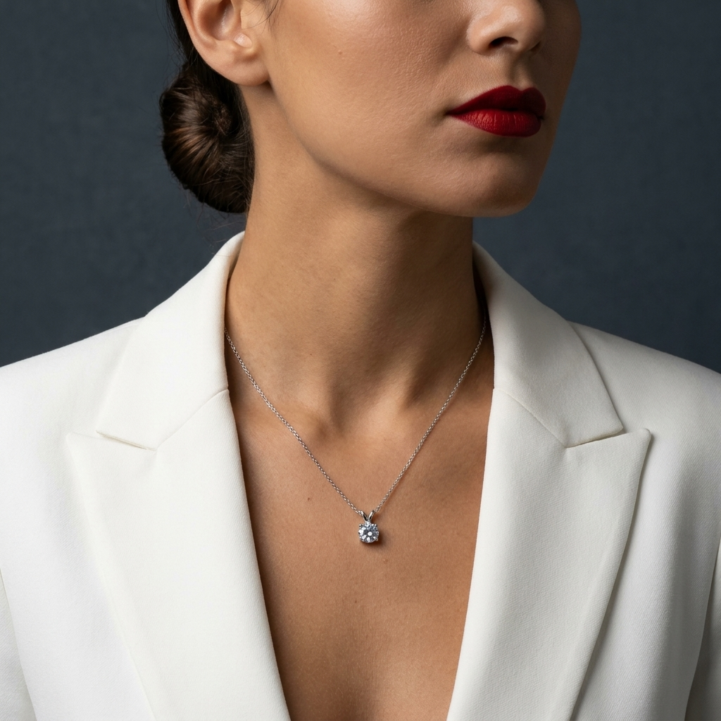 Luxury Jewelry Pendant Necklace S925 Silver Plated Platinum