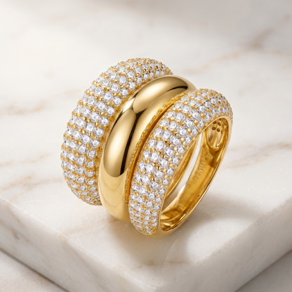 Luxury Ring Gold-Plated S925 Sterling Silver Moissanite Jewelry
