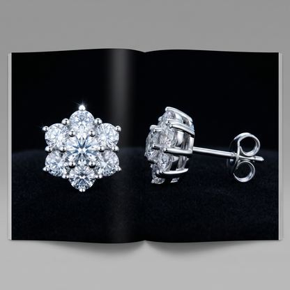 Luxurious Platinum-Plated S925 Sterling Silver Moissanite Earrings & Necklace Set