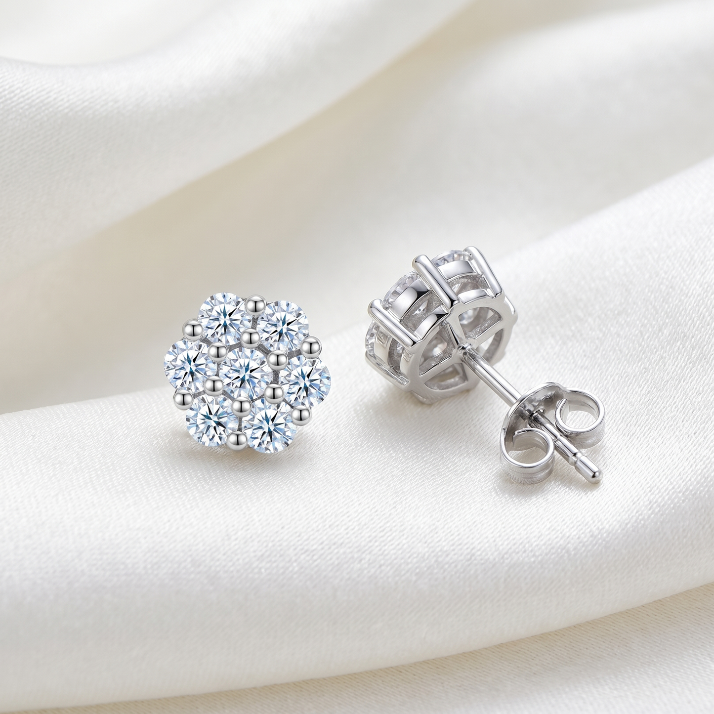 Luxurious Platinum-Plated S925 Sterling Silver Moissanite Earrings & Necklace Set