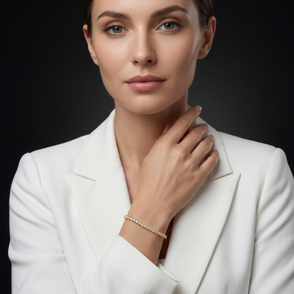 Bracelet Featuring Radiant Round Cut Cubic Zirconia Stones S925 Sterling gold plating