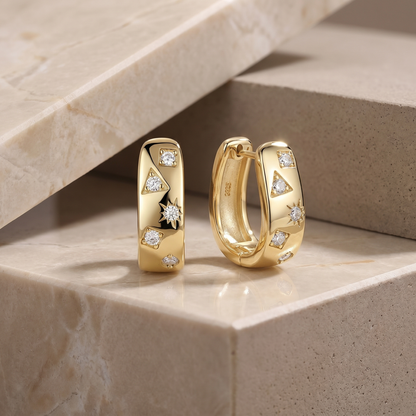 Luxurious Minimalist Jewelry Gold-Plated S925 Sterling Silver Star Moissanite Earrings