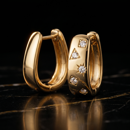 Luxurious Minimalist Jewelry Gold-Plated S925 Sterling Silver Star Moissanite Earrings