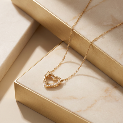 Intertwined Hearts Necklace — 18K Gold Plated S925 Silver | Gift for Her