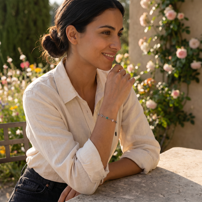 Colorful Floral Charm Bracelet S925 Silver | CZ Flower Garden | Dainty Women's Jewelry