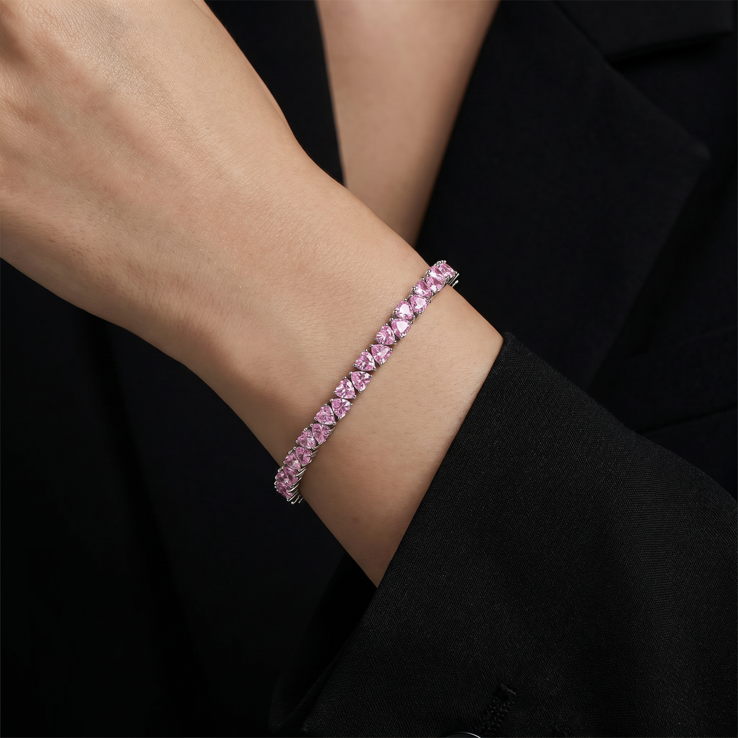 Pink Tennis Bracelet S925 Silver 3MM Pink CZ | Romantic Gift for Her