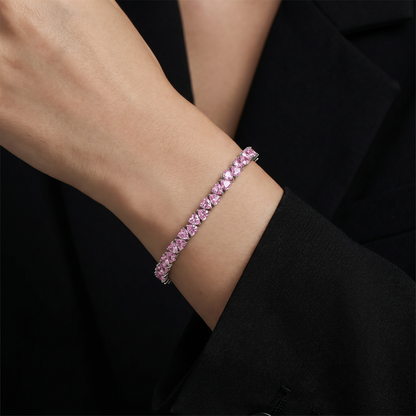 Pink Tennis Bracelet S925 Silver 3MM Pink CZ | Romantic Gift for Her
