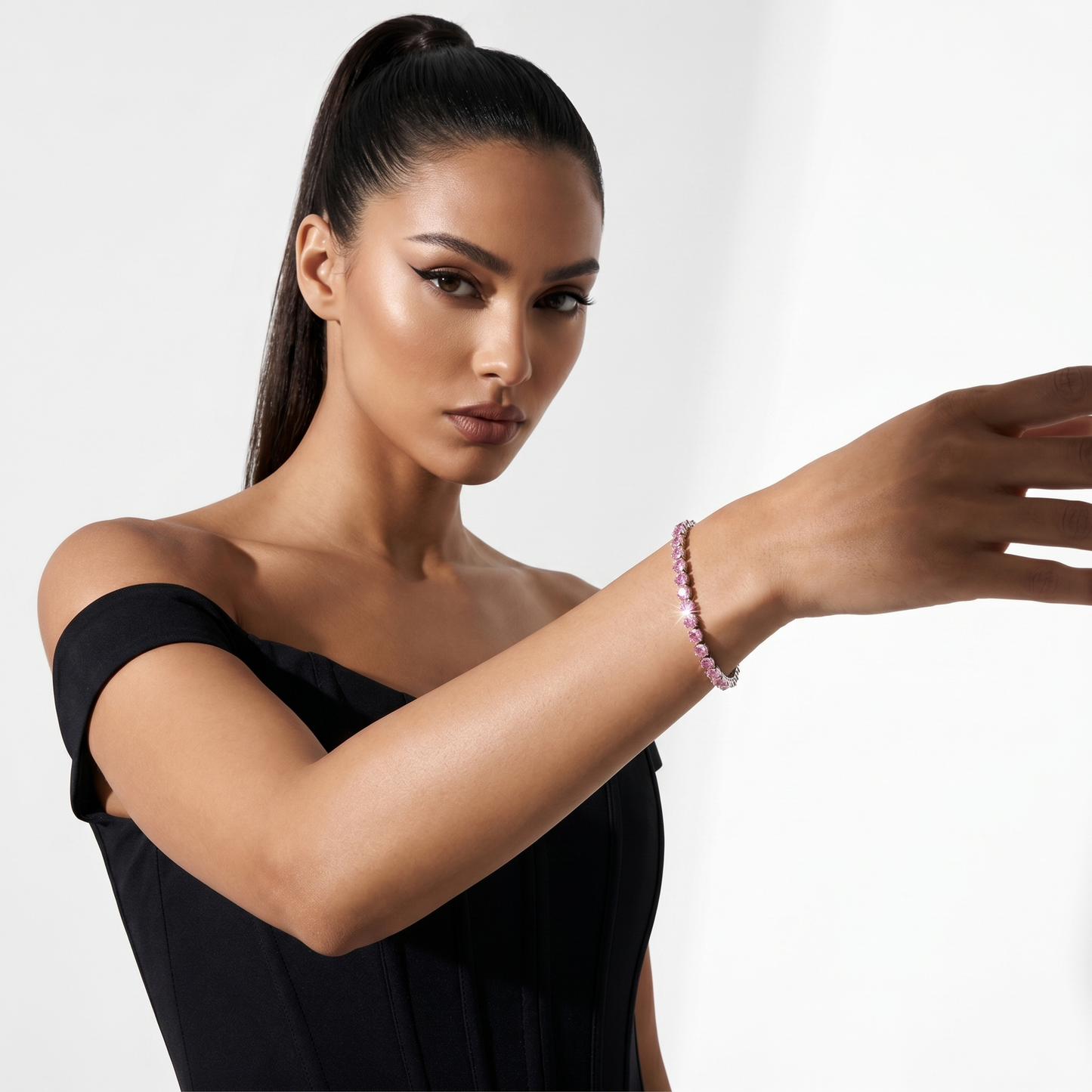 Pink Tennis Bracelet S925 Silver 3MM Pink CZ | Romantic Gift for Her